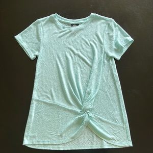 Teal top with knotted detail in the front, size XS
